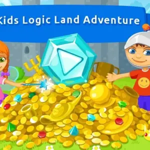 Mô tả hình ảnh: Giao diện game Logic Land Puzzles Adventures với các khối hình đầy màu sắc.