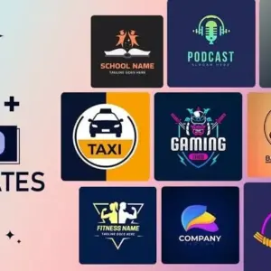 Mô tả hình ảnh: Giao diện chính của ứng dụng Logo Maker, Logo Designer với nhiều mẫu logo đa dạng.