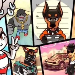 Mô tả hình ảnh: Giao diện game Mafia Business với hình ảnh một chú mèo đang làm việc
