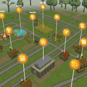 Mô tả hình ảnh: Giao diện game Magic Streets với hình ảnh nhân vật chiến binh đang chiến đấu với quái vật.