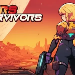 Mô tả hình ảnh: Hình ảnh giao diện game Mars Survivors với nhân vật chính đang chiến đấu với quái vật trên sao Hỏa.