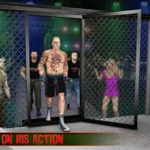 Mô tả hình ảnh: Hình ảnh giới thiệu game Martial Art Cage Battle King với một võ sĩ đang tung cú đá