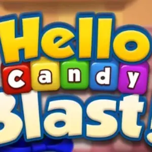 mô tả hình ảnh: Giao diện màn chơi Hello Candy Blast với các viên kẹo đầy màu sắc