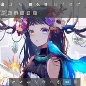 Mô tả hình ảnh: Giao diện ứng dụng MediBang Paint với các công cụ vẽ và bảng màu.