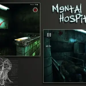Mô tả hình ảnh: Bìa game Mental Hospital III Remastered với hình ảnh bệnh viện tâm thần u ám