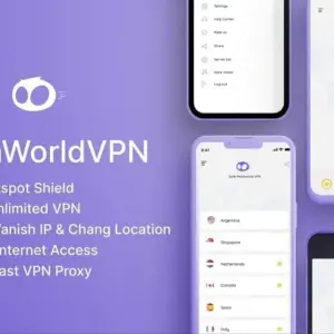 Mô tả hình ảnh: Giao diện ứng dụng MetaWorld với logo hình quả địa cầu và tên ứng dụng