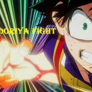 Mô tả ảnh: Hình ảnh giao diện game MHA: Midoriya Fight với nhân vật Midoriya đang chuẩn bị chiến đấu.