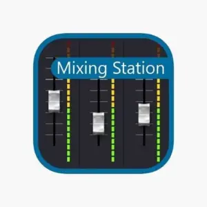 Mô tả hình ảnh: Giao diện chính của ứng dụng Mixing Station với các nút điều chỉnh âm thanh.