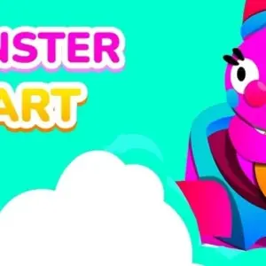 Mô tả hình ảnh: Giao diện game Monster Kart với hình ảnh một chiếc xe quái vật đang chuẩn bị xuất phát.