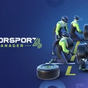 Mô tả hình ảnh: Giao diện game Motorsport Manager 4 với hình ảnh một chiếc xe đua F1 đang lao vun vút trên đường đua.