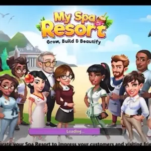 Mô tả hình ảnh: Giao diện chính của game My Spa Resort với hình ảnh spa sang trọng và các nhân vật hoạt hình dễ thương.