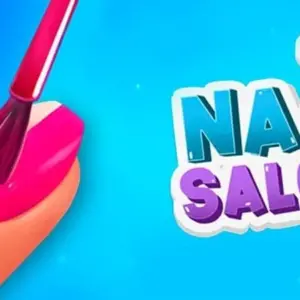 Mô tả hình ảnh: Giao diện game Nail Salon 3D với hình ảnh bàn tay đang được làm móng.