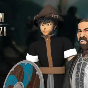 Mô tả hình ảnh: Hình ảnh quảng cáo game Osman Gazi 2021 với nhân vật chính cưỡi ngựa oai phong.