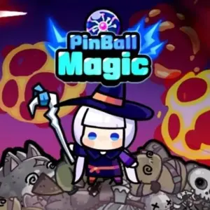 Mô tả hình ảnh: Hình ảnh giới thiệu game Pinball Magic với hình ảnh một nhân vật pháp sư đang sử dụng phép thuật
