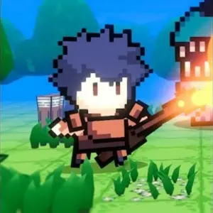 Mô tả hình ảnh: Hình ảnh giao diện game Pixel Hero: Roguelike với nhân vật chính đang chiến đấu với quái vật.