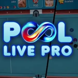 Mô tả hình ảnh: Giao diện game Pool Live Pro với bàn bi-a và các quả bi được sắp sẵn sàng cho trận đấu.