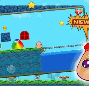 Pou đang cười toe toét