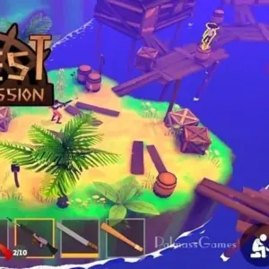 Mô tả hình ảnh về giao diện game Quest Wild Mission với nhân vật chính đang chiến đấu với quái vật
