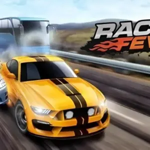 Mô tả hình ảnh về game Racing Fever với một chiếc xe đua đang drift
