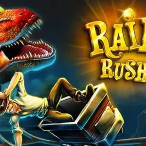 Mô tả hình ảnh: Giao diện game Rail Rush với xe goòng đang chạy trên đường ray