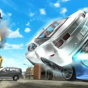 Mô tả ảnh: Giao diện game Real Drift World với một chiếc xe thể thao màu đỏ đang drift trên đường đua.