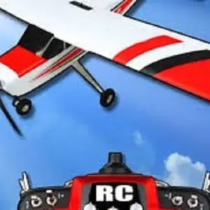 Mô tả hình ảnh: Giao diện game Real RC Flight Sim 2023 Online với hình ảnh máy bay đang bay trên bầu trời