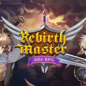 Mô tả hình ảnh: Giao diện game Rebirth Master với hình ảnh một chiến binh mạnh mẽ