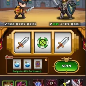 Mô tả hình ảnh: Giao diện chiến đấu trong game ReelBoy với nhân vật chính đang đối đầu với quái vật.