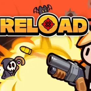 Mô tả hình ảnh về giao diện game Reload với nhân vật chính đang chiến đấu với quái vật