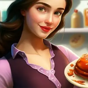 Mô tả hình ảnh: Giao diện game Restaurant Story với hình ảnh nhà hàng đẹp mắt và các món ăn hấp dẫn.