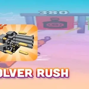 Mô tả hình ảnh: Giao diện game Revolver Rush với nhân vật chính đang cầm súng