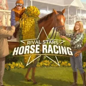 Mô tả hình ảnh: Giao diện game Rival Stars Horse Racing với hình ảnh chú ngựa đang phi nước bàn