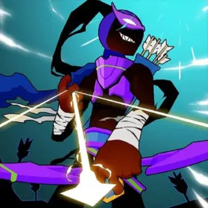 Mô tả hình ảnh: Giao diện game Stickman Fight Archer Survival với nhân vật chính đang chuẩn bị bắn cung
