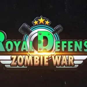 Mô tả ảnh: Giao diện game Royal Defense với các tháp phòng thủ và zombie đang tấn công