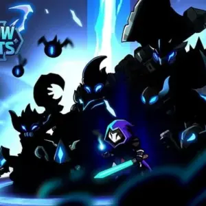 Mô tả hình ảnh: Hình ảnh giao diện game Shadow Knights: Idle RPG với nhân vật chiến binh bóng tối.