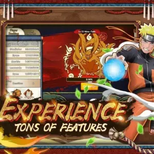 Alt text: Hình ảnh giới thiệu game Shadow Ultimate: Lga and Koga với hình ảnh các nhân vật quen thuộc trong Naruto