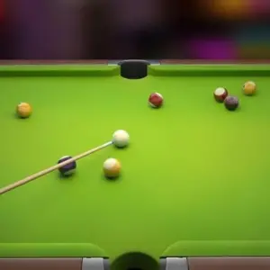 Mô tả hình ảnh: Giao diện game Shooting Ball với hình ảnh quả bi-a nhiều màu sắc trên bàn bi-a xanh