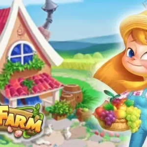 Mô tả ảnh: Giao diện game Sim Farm với hình ảnh nông trại xanh mướt, tràn đầy sức sống.