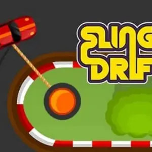 Mô tả hình ảnh: Giao diện game Sling Drift với chiếc xe đang drift trên đường đua.