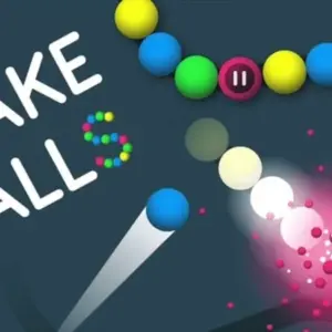 Mô tả hình ảnh: Giao diện game Snake Balls với một con rắn nhiều màu sắc được tạo thành từ những quả bóng.