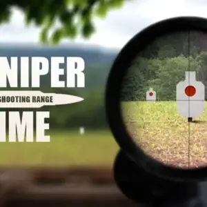 Mô tả ảnh: Hình ảnh giao diện game Sniper Time Shooting Range với một khẩu súng ngắm hiện đại.
