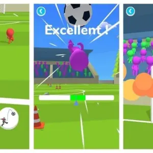 Mô tả hình ảnh: Giao diện game Soccer Runner với nhân vật chính đang dẫn bóng