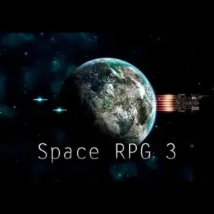 Mô tả ảnh: Hình ảnh giao diện game Space RPG 3 với một con tàu vũ trụ đang bay trong không gian.