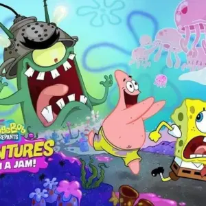 Mô tả hình ảnh: SpongeBob đang vui vẻ chào đón người chơi đến với Bikini Bottom.