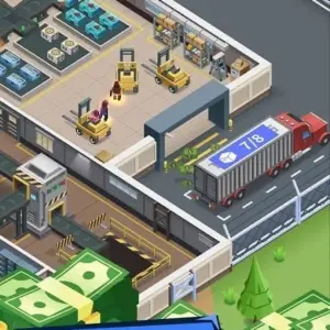 Mô tả hình ảnh về giao diện game Steel Mill Manager với các dây chuyền sản xuất