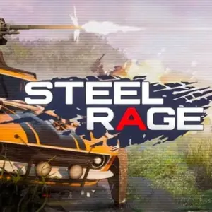 Mô tả hình ảnh về game Steel Rage, một chiếc xe chiến đấu đang di chuyển trên đường phố đổ nát