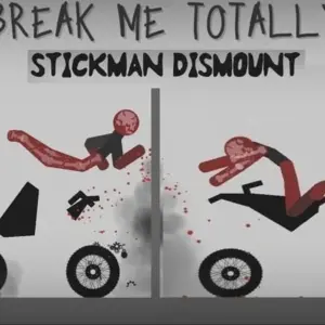 Mô tả hình ảnh: Giao diện game Stickman Dismounting với nhân vật người que đang chuẩn bị lao xuống dốc.