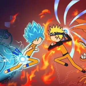 Mô tả hình ảnh: Giao diện game Stickman Hero Fight với nhân vật chính đang chiến đấu