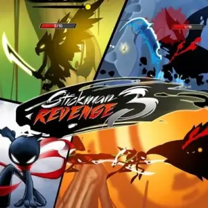Mô tả hình ảnh: Giao diện game Stickman Revenge với nhân vật chính đang chiến đấu với quái vật.