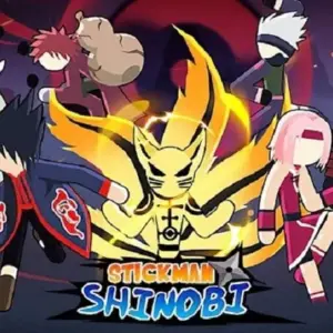 Mô tả hình ảnh: Giao diện game Stickman Shinobi với nhân vật ninja stickman đang chiến đấu.